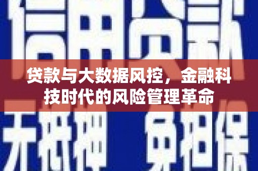 惠济贷款与大数据风控，金融科技时代的风险管理革命