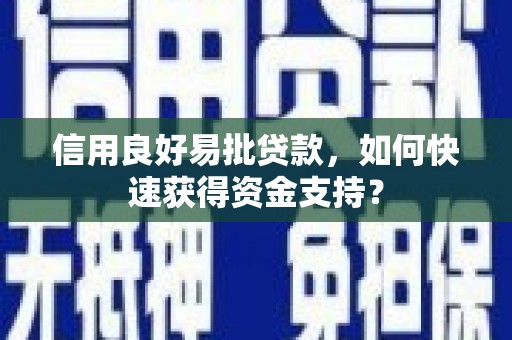 惠济信用良好易批贷款，如何快速获得资金支持？