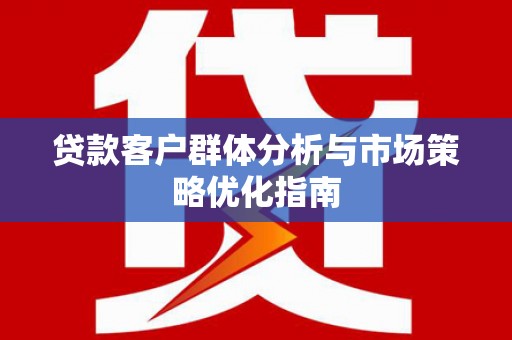 惠济贷款客户群体分析与市场策略优化指南