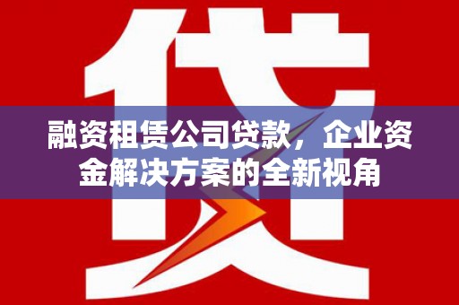 惠济融资租赁公司贷款，企业资金解决方案的全新视角