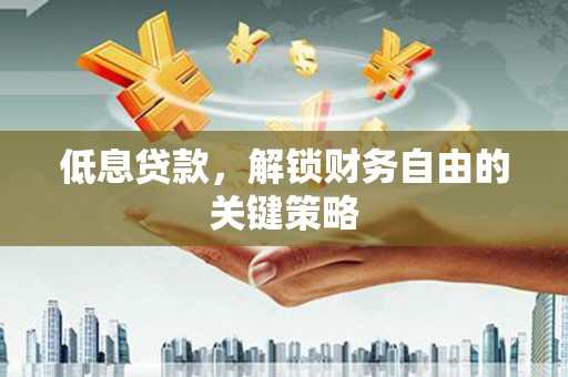 惠济低息贷款，解锁财务自由的关键策略