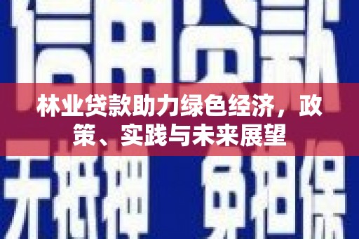 惠济林业贷款助力绿色经济，政策、实践与未来展望
