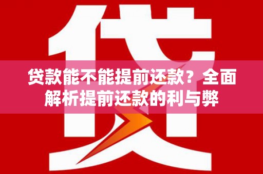 惠济贷款能不能提前还款？全面解析提前还款的利与弊