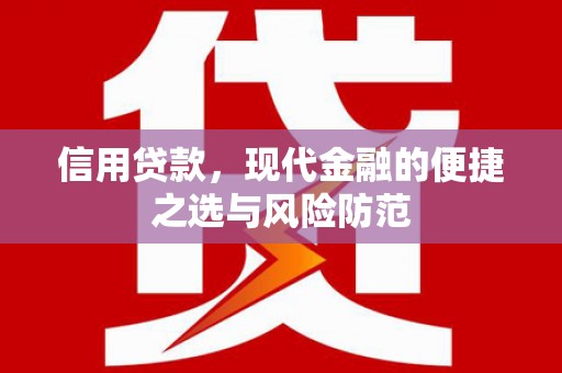 惠济信用贷款，现代金融的便捷之选与风险防范