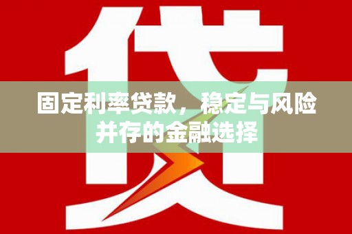 惠济固定利率贷款，稳定与风险并存的金融选择