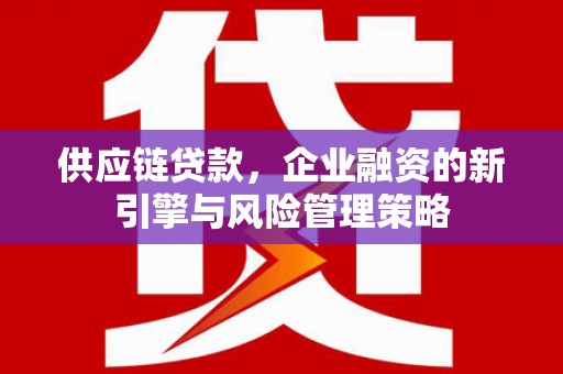 惠济供应链贷款，企业融资的新引擎与风险管理策略