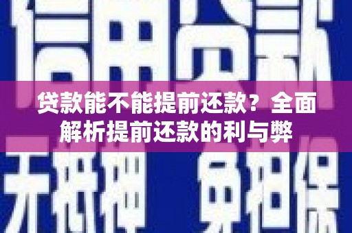 惠济贷款能不能提前还款？全面解析提前还款的利与弊