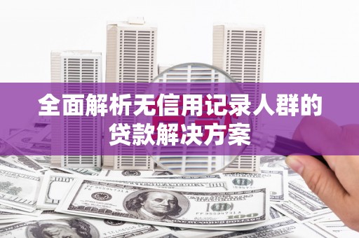 惠济全面解析无信用记录人群的贷款解决方案